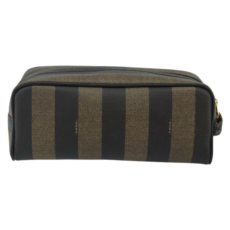 【日本直送】FENDI 山胡桃帆布手拿包 PVC 黑色 棕金色 正品 144211-1