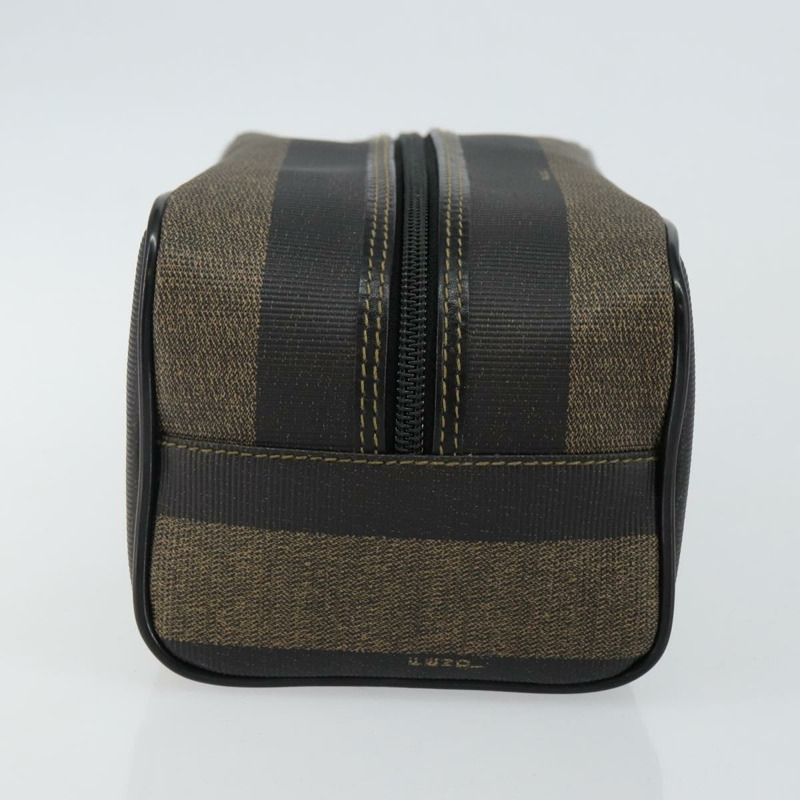 【日本直送】FENDI 山胡桃帆布手拿包 PVC 黑色 棕金色 正品 144211-2