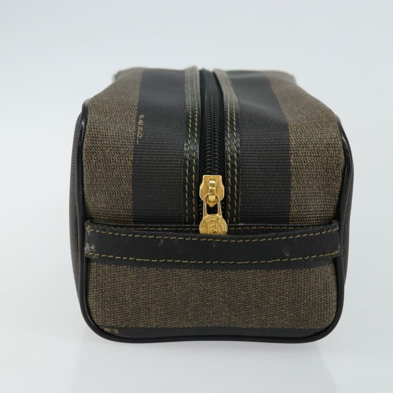 【日本直送】FENDI 山胡桃帆布手拿包 PVC 黑色 棕金色 正品 144211-3