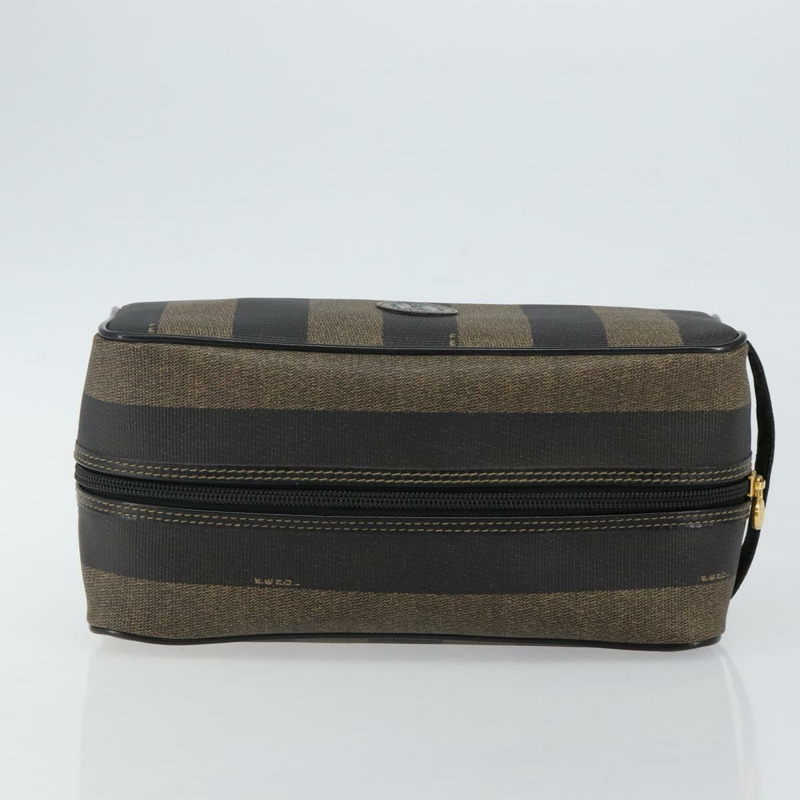 【日本直送】FENDI 山胡桃帆布手拿包 PVC 黑色 棕金色 正品 144211-5