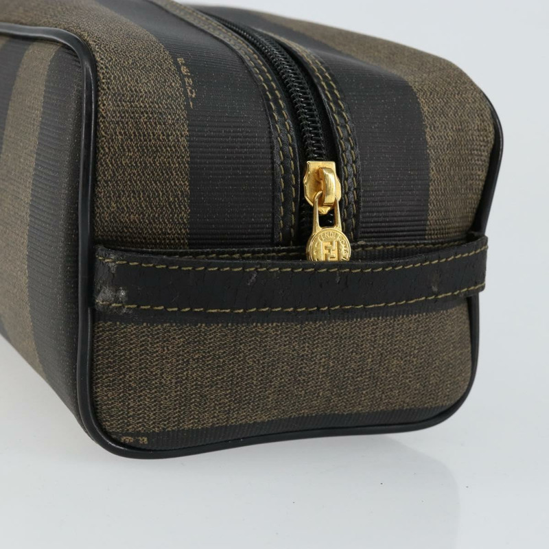 【日本直送】FENDI 山胡桃帆布手拿包 PVC 黑色 棕金色 正品 144211-6
