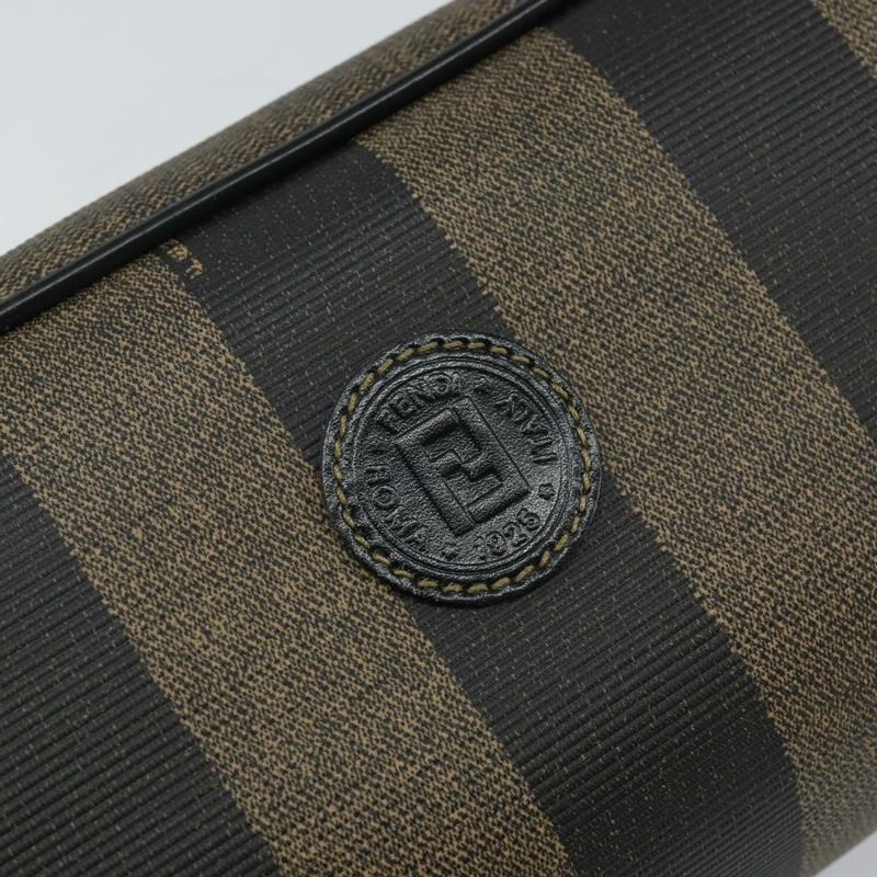 【日本直送】FENDI 山胡桃帆布手拿包 PVC 黑色 棕金色 正品 144211-16