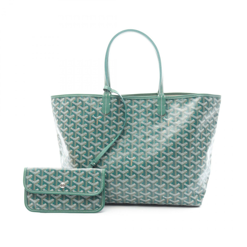 GOYARD 聖路易斯小號托特包手提包 STLOUIPMLTY07CL07P 帆布皮革 綠色-0