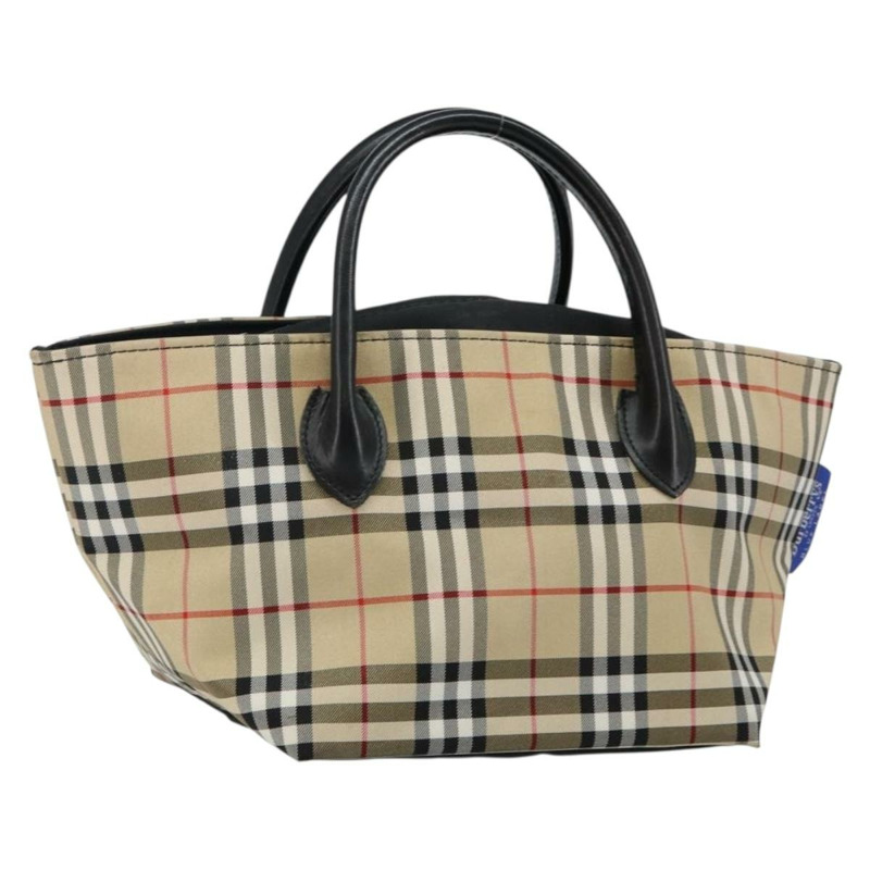 【日本直送】Burberrys Nova 格紋藍標手提包尼龍米色銀色正品 kk557-0