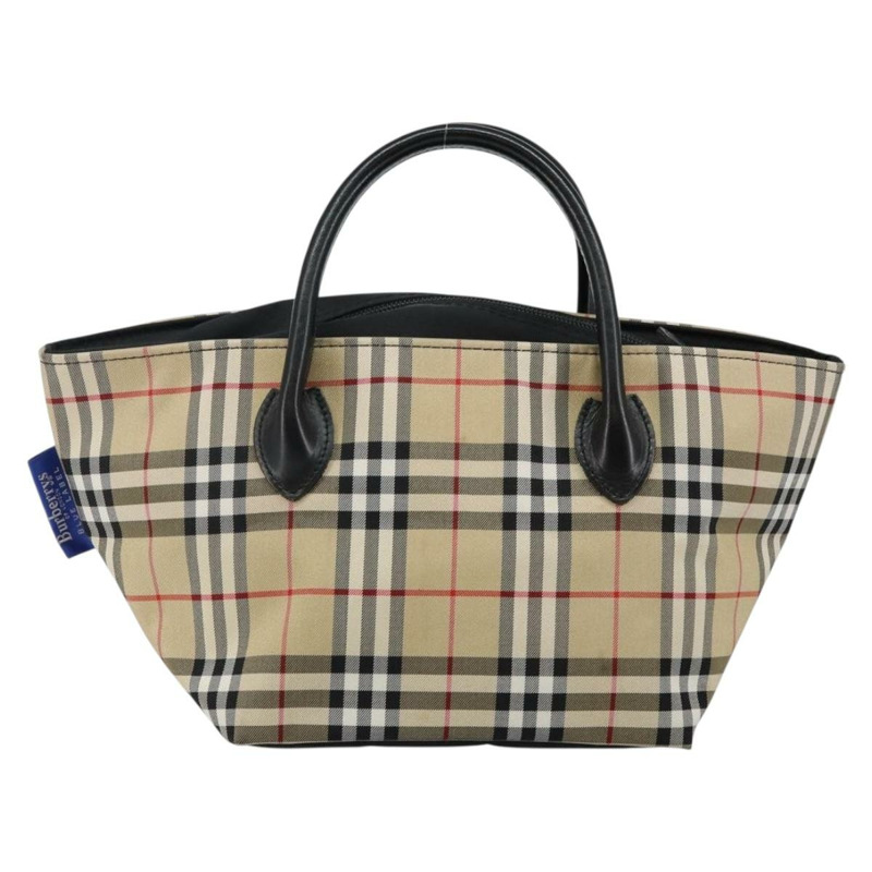 【日本直送】Burberrys Nova 格紋藍標手提包尼龍米色銀色正品 kk557-1