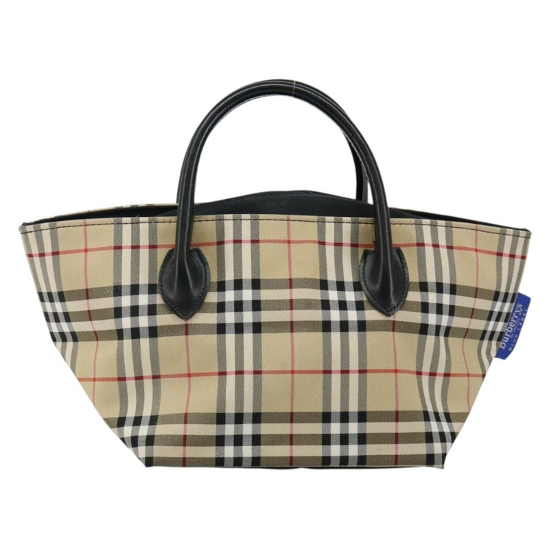 【日本直送】Burberrys Nova 格紋藍標手提包尼龍米色銀色正品 kk557-12
