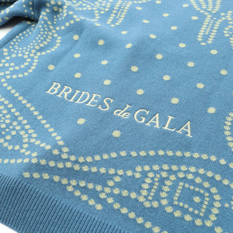 HERMES Brides de Gala 開襟衫 3E2711D8 *36-7726 羊絨 棉 藍色 二手 #36-7