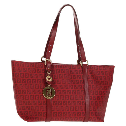 FENDI Zucchino 帆布托特包 PVC 紅金 正品 144978V