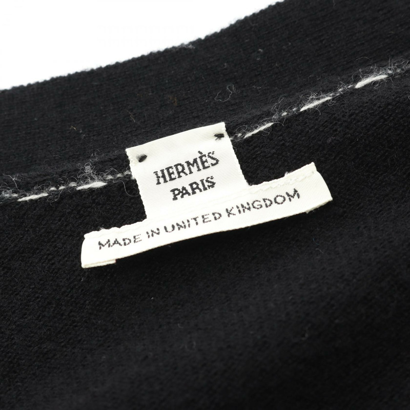 HERMES 開襟衫 2E2700D1 羊絨 黑色 二手 女款 #38-2