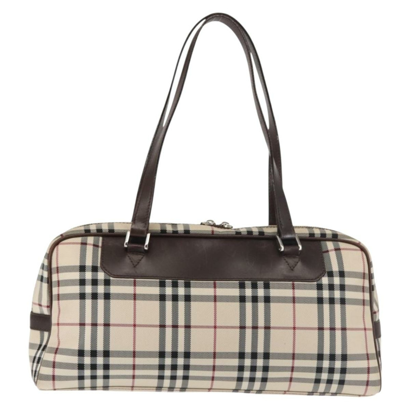 【日本直送】BURBERRY Nova 格紋肩背包 帆布 米色 銀色 正品 gh989-1