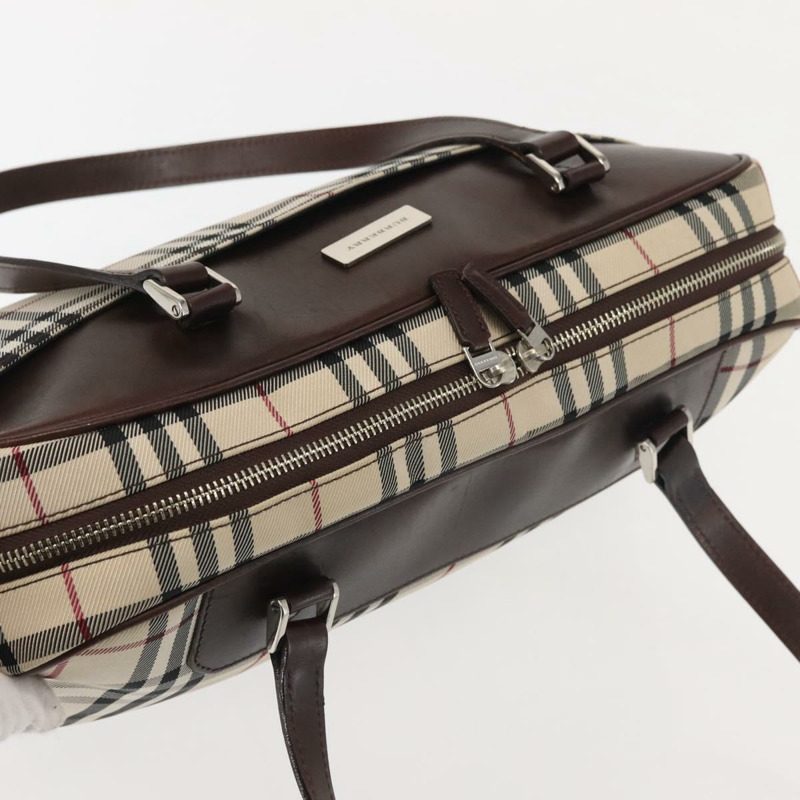 【日本直送】BURBERRY Nova 格紋肩背包 帆布 米色 銀色 正品 gh989-5