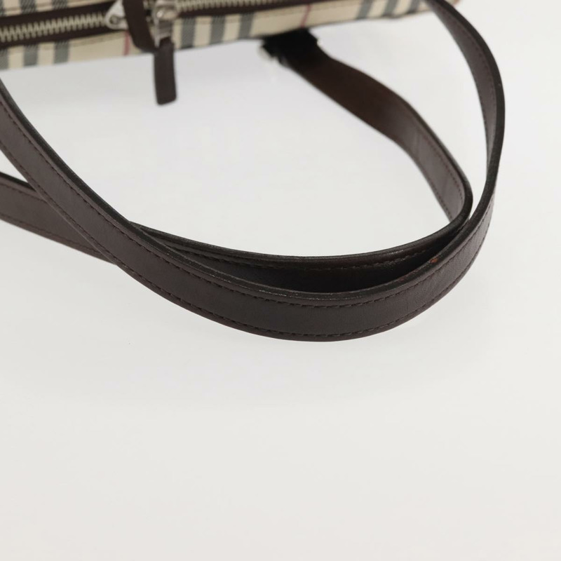 【日本直送】BURBERRY Nova 格紋肩背包 帆布 米色 銀色 正品 gh989-6