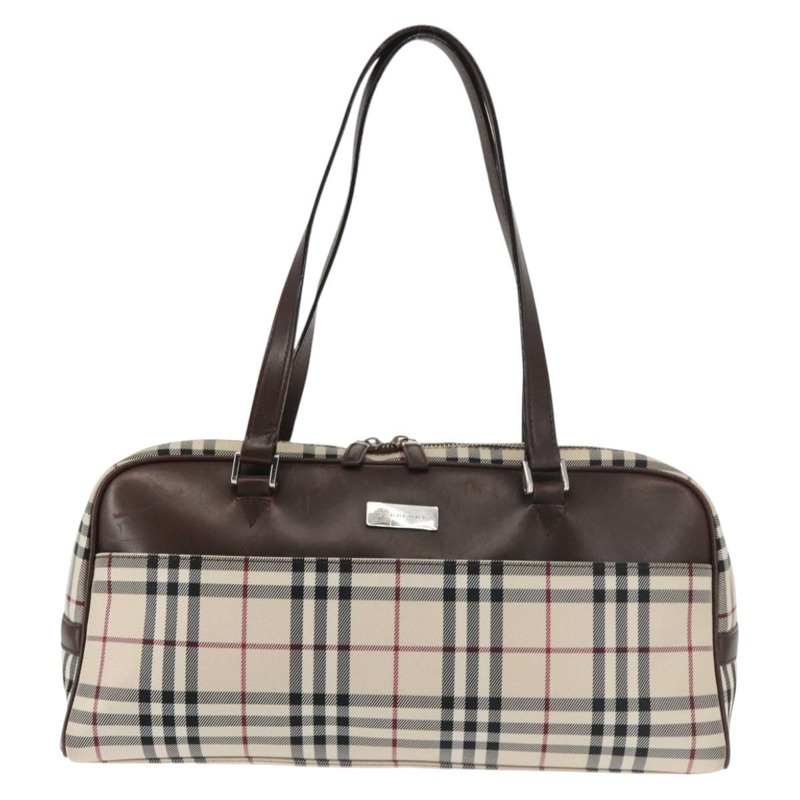 【日本直送】BURBERRY Nova 格紋肩背包 帆布 米色 銀色 正品 gh989-12