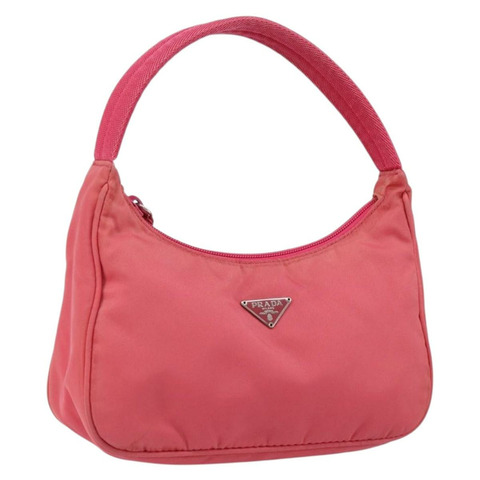PRADA 手提包 尼龍 粉紅色 銀色 正品 145650