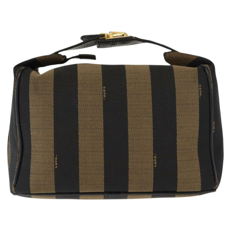 【日本直送】FENDI 山胡桃帆布化妝包 PVC 黑棕色 正品 143498-1
