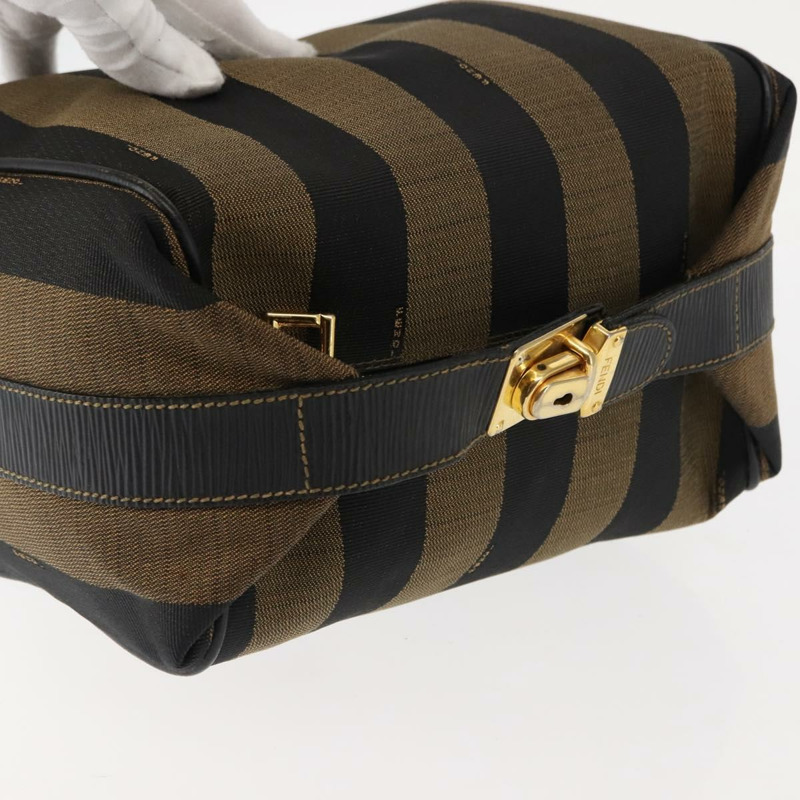 【日本直送】FENDI 山胡桃帆布化妝包 PVC 黑棕色 正品 143498-5