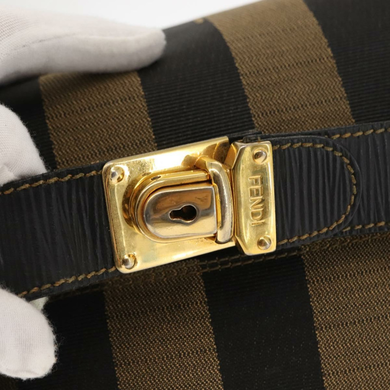 【日本直送】FENDI 山胡桃帆布化妝包 PVC 黑棕色 正品 143498-6
