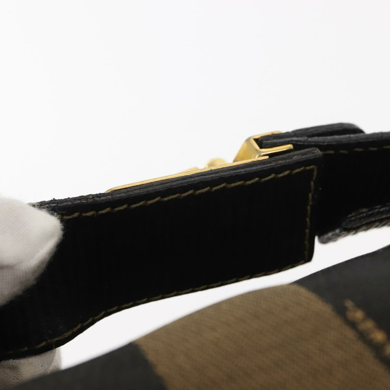 【日本直送】FENDI 山胡桃帆布化妝包 PVC 黑棕色 正品 143498-7