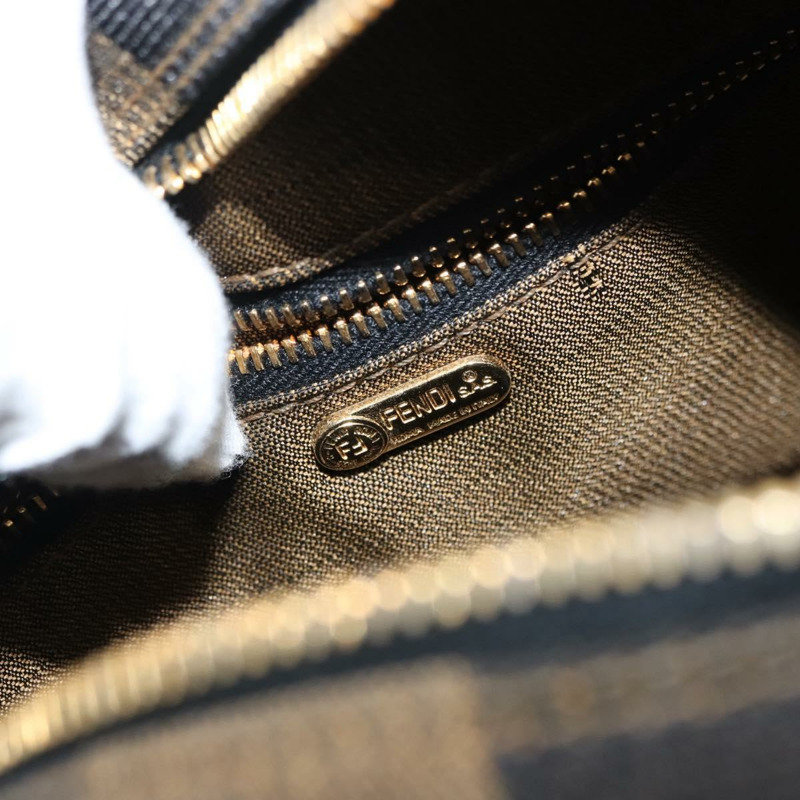 【日本直送】FENDI 山胡桃帆布化妝包 PVC 黑棕色 正品 143498-10