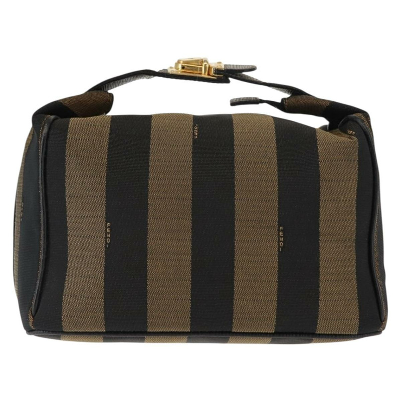 【日本直送】FENDI 山胡桃帆布化妝包 PVC 黑棕色 正品 143498-12