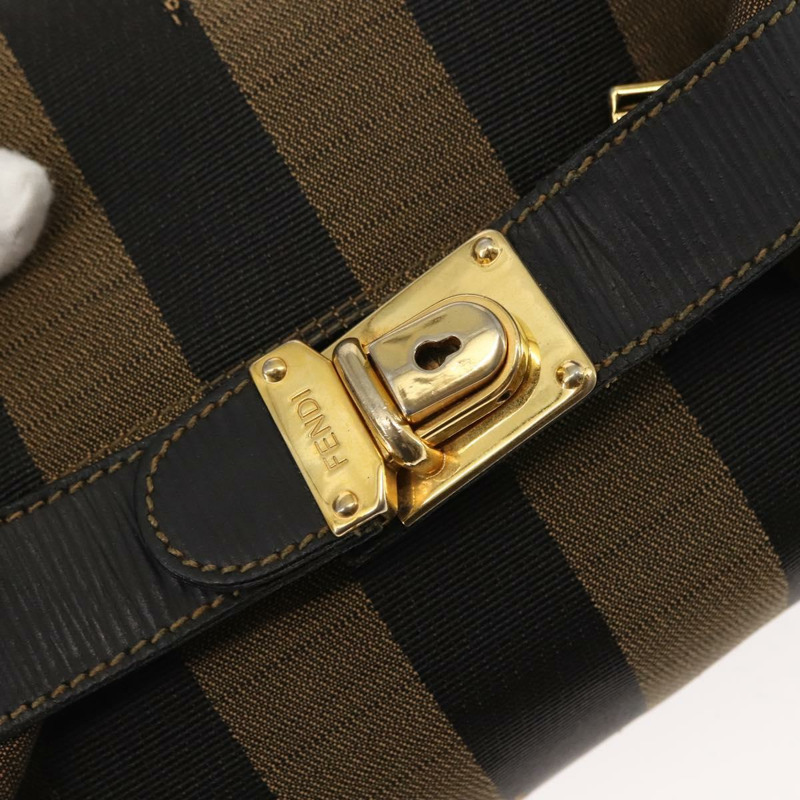 【日本直送】FENDI 山胡桃帆布化妝包 PVC 黑棕色 正品 143498-16
