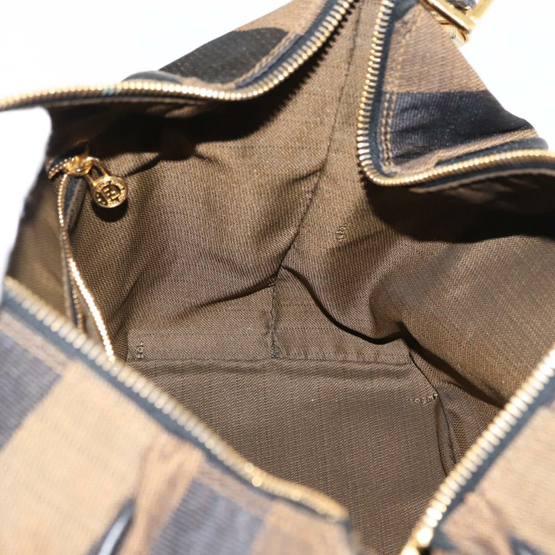 【日本直送】FENDI 山胡桃帆布化妝包 PVC 黑棕色 正品 143498-18