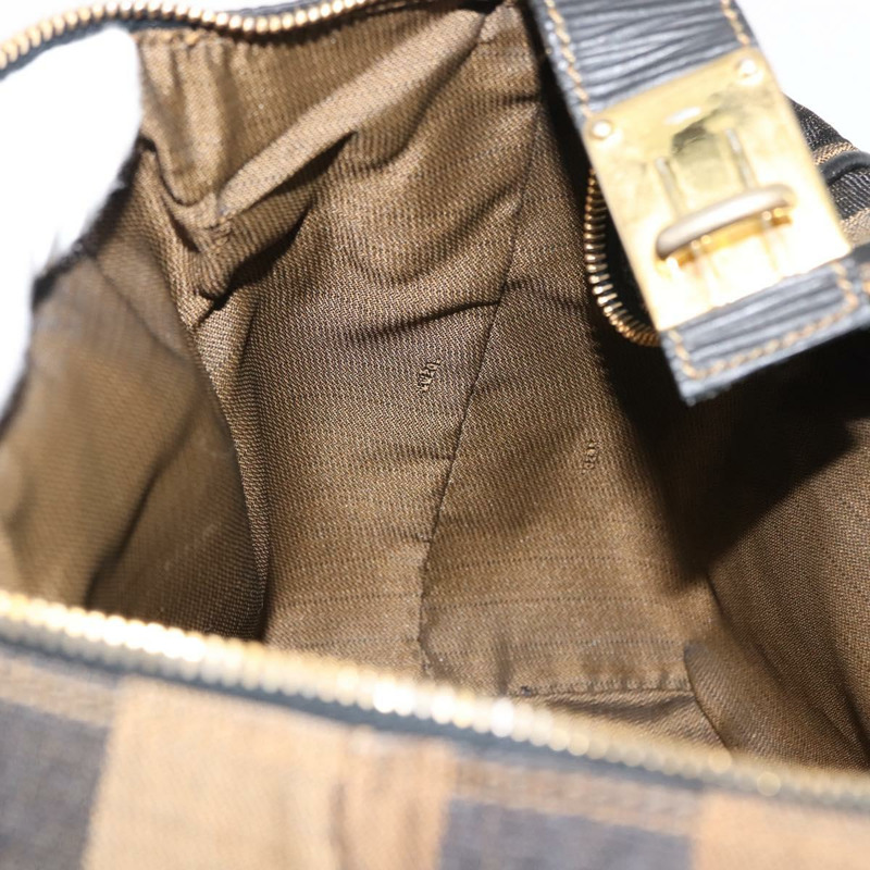 【日本直送】FENDI 山胡桃帆布化妝包 PVC 黑棕色 正品 143498-19