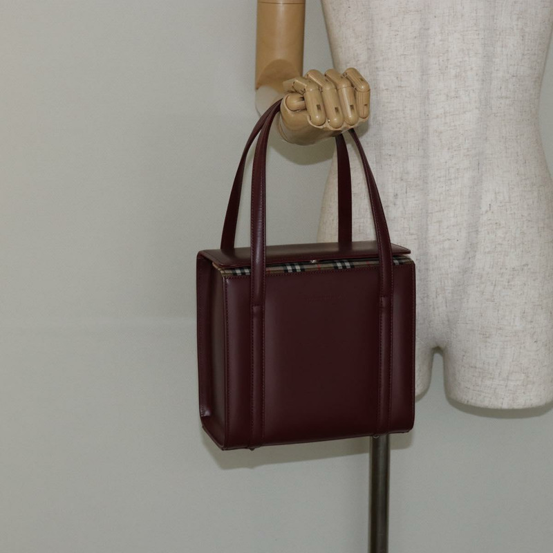 【日本直送】BURBERRY 手提包 皮革 波爾多銀色 正品 sw1572-18