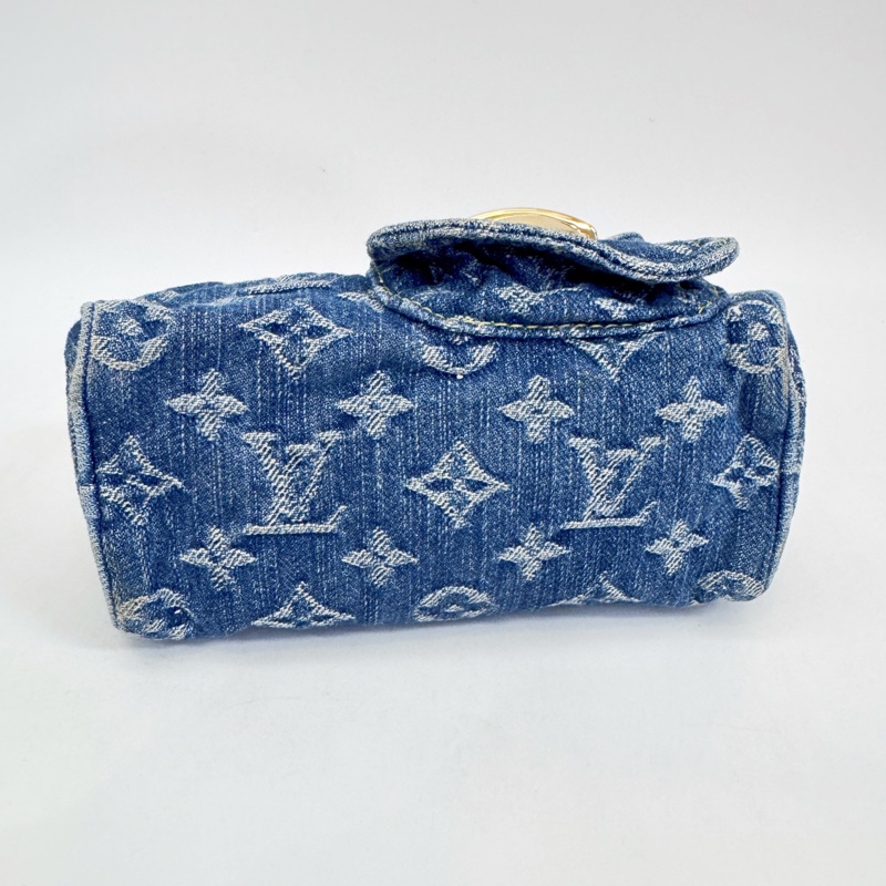LV Nano Speedy 丹寧金釦手提斜背 晶片款-4