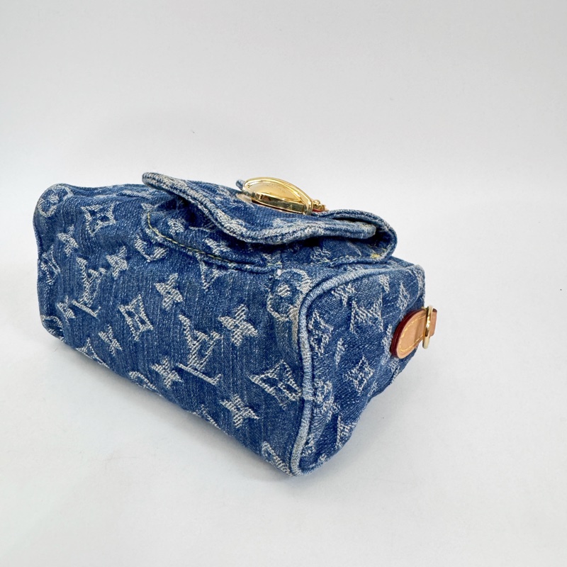 LV Nano Speedy 丹寧金釦手提斜背 晶片款-6
