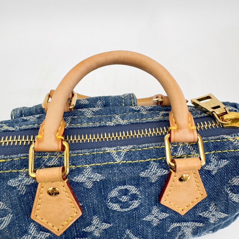 LV Nano Speedy 丹寧金釦手提斜背 晶片款-8