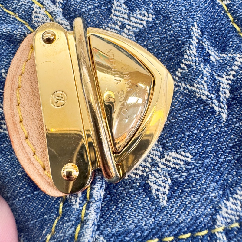 LV Nano Speedy 丹寧金釦手提斜背 晶片款-12