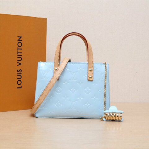 LOUIS VUITTON 藍色漆皮晶片ReadePM糖果藍新款Vivian手提單肩包肩背包