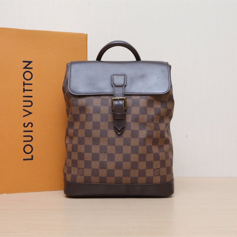 LOUIS VUITTON 棕色棋盤格PVC1997中古棋盤格雙肩包肩背包-0