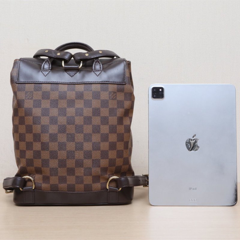 LOUIS VUITTON 棕色棋盤格PVC1997中古棋盤格雙肩包肩背包-1