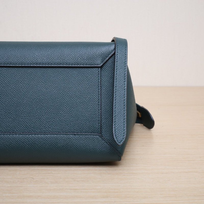 CELINE Belt鯰魚包Micro24綠色牛皮金扣肩背包-4