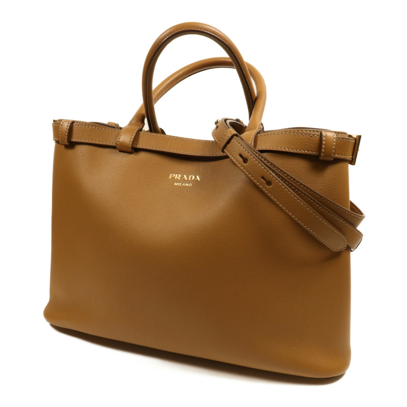 PRADA 牛皮皮革Buckle medium Bag金扣手挽肩背兩用袋-2