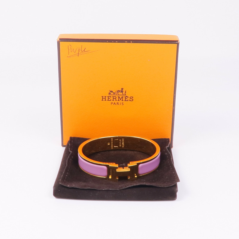 HERMES 金屬/琺瑯Clic H手鐲-9