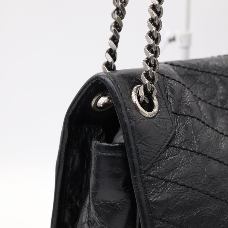 Saint Laurent 聖羅蘭 Niki 黑色牛皮 槍色金屬鏈條 單肩包 斜背包-3