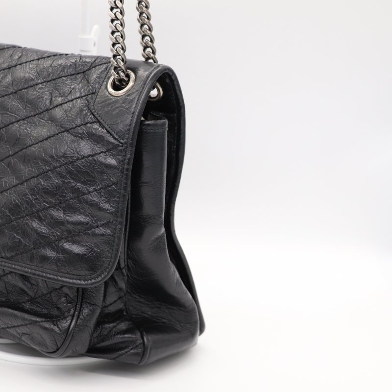Saint Laurent 聖羅蘭 Niki 黑色牛皮 槍色金屬鏈條 單肩包 斜背包-4