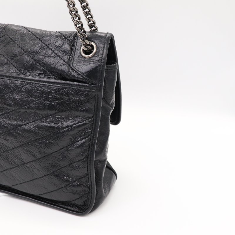 Saint Laurent 聖羅蘭 Niki 黑色牛皮 槍色金屬鏈條 單肩包 斜背包-5