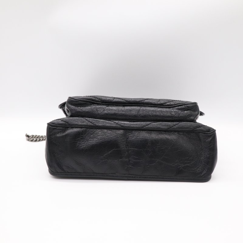 Saint Laurent 聖羅蘭 Niki 黑色牛皮 槍色金屬鏈條 單肩包 斜背包-8