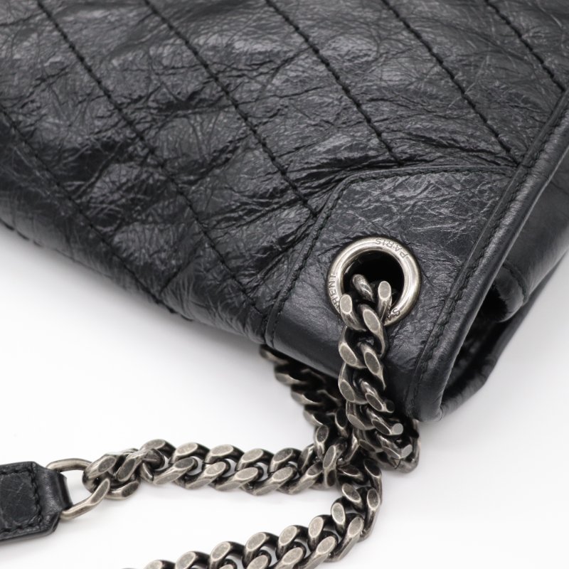Saint Laurent 聖羅蘭 Niki 黑色牛皮 槍色金屬鏈條 單肩包 斜背包-12