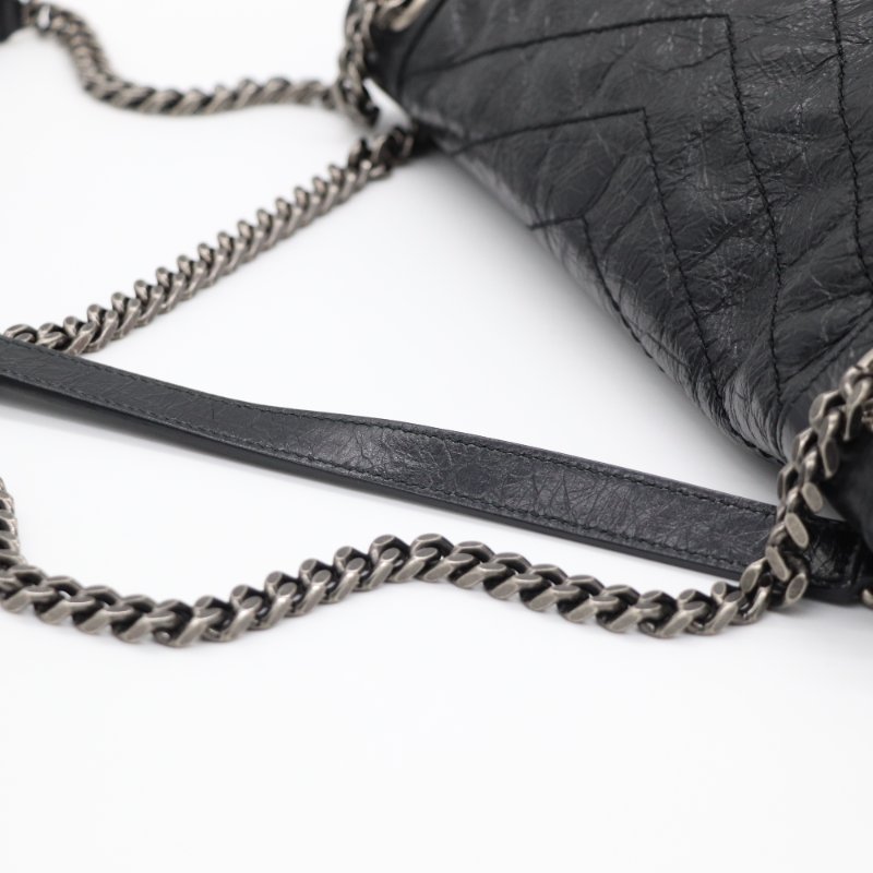 Saint Laurent 聖羅蘭 Niki 黑色牛皮 槍色金屬鏈條 單肩包 斜背包-17