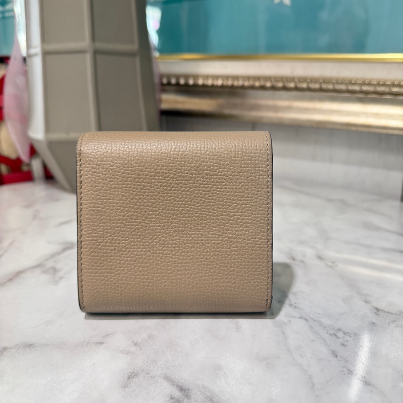 Loewe褐色牛皮Anagram銀釦下蓋L拉6卡短夾-1