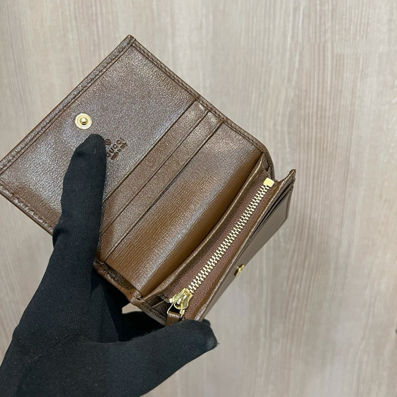 Gucci咖PVC咖牛皮金馬銜釦1955對釦式5卡mini短夾-4