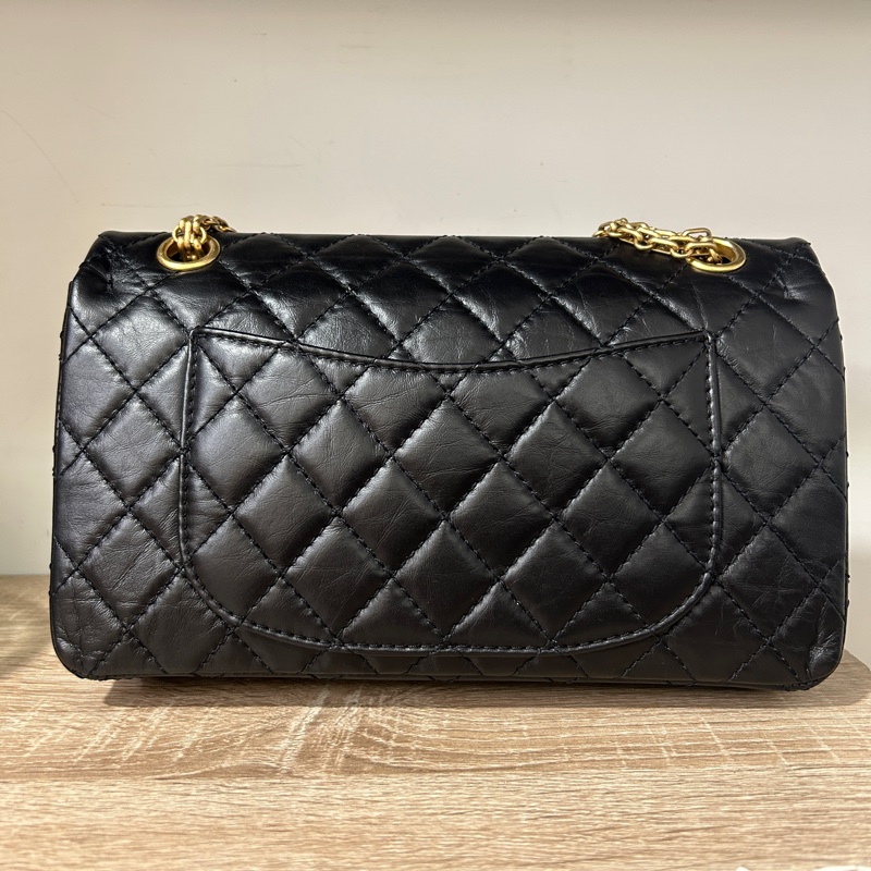 Chanel 黑復古小牛皮2.55霧金釦肩斜背包-3