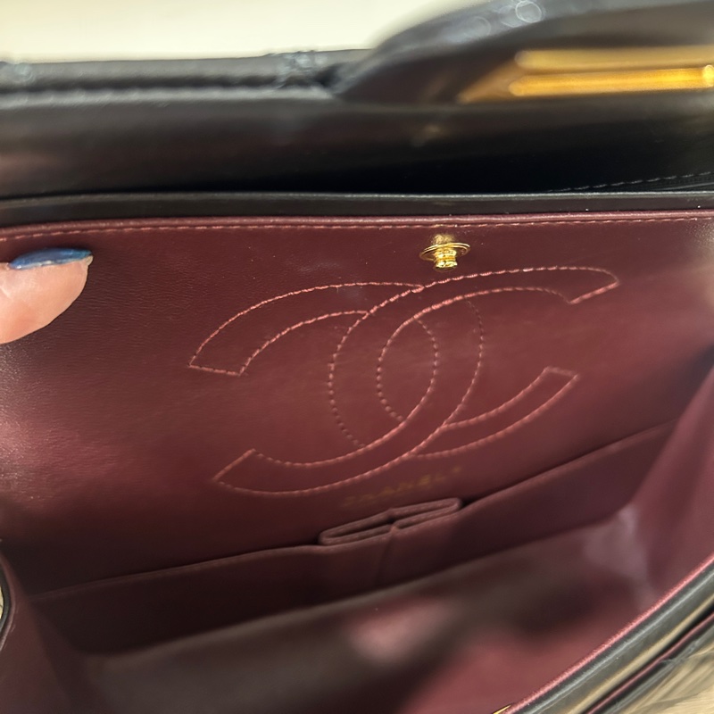 Chanel 黑復古小牛皮2.55霧金釦肩斜背包-7