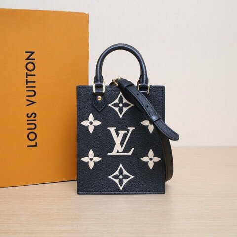 LOUIS VUITTON PETITSACPLAT琴譜包14黑白牛皮晶片肩背包
