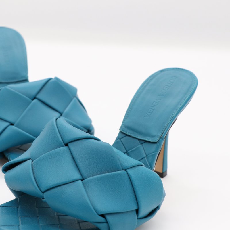Bottega Veneta 寶緹嘉 Nappa 牛皮編織 復古湖水藍 穆勒涼鞋 EU37-3